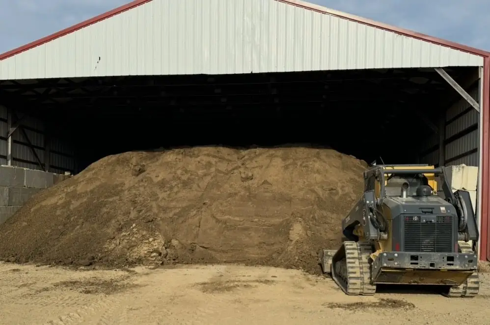 Blended topsoil stockpiled under roof near Dayton, OH
